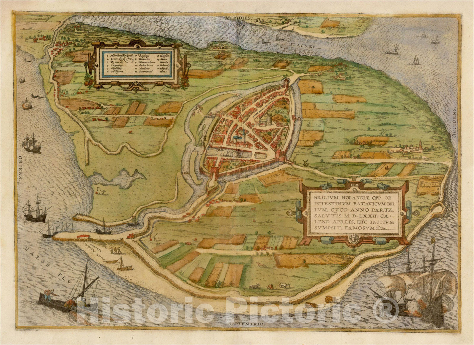 Historic Map : [Brile] Brilium Hollandiae Opp., 1572, , Vintage Wall Art