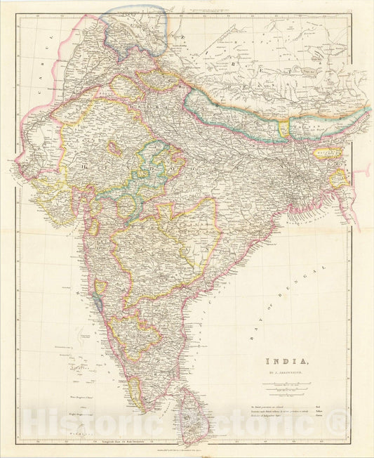 Historic Map : India, 1857, John Arrowsmith, Vintage Wall Art