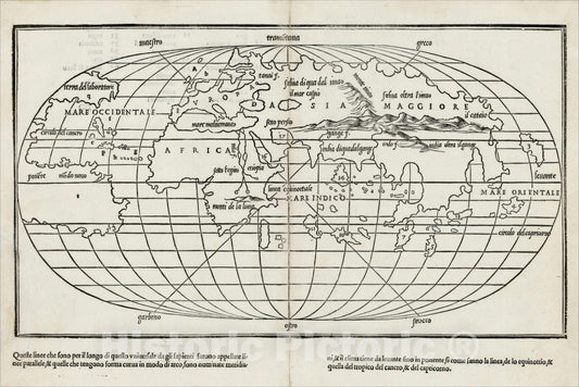 Historic Map : [World], 1528, Benedetto Bordone, v1, Vintage Wall Art