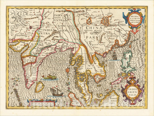 Historic Map : India Orientalis, c1610, Jodocus Hondius, v1, Vintage Wall Art