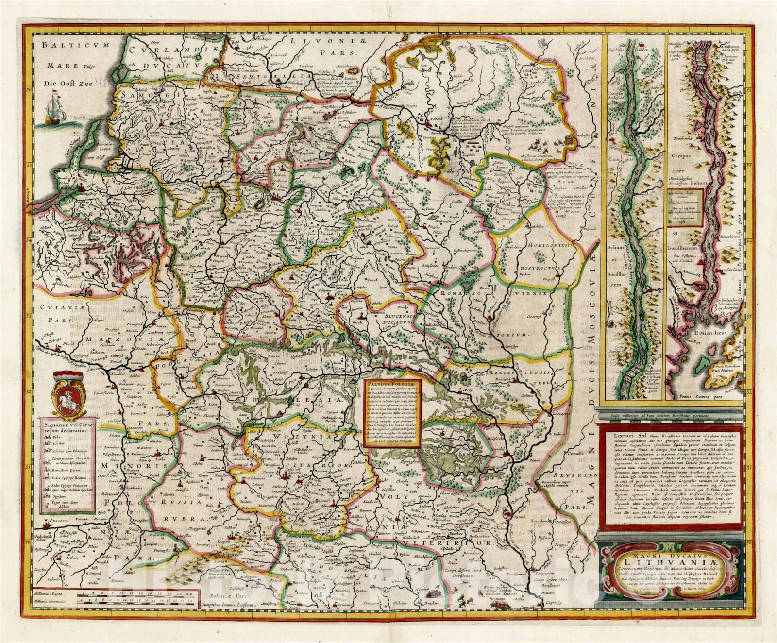 Historic Map : Magni Ducatus Lithuaniae Caetrarumq Regionum illi Adiacentium exacta decrip?, c1636, Jan Jansson, v1, Vintage Wall Art