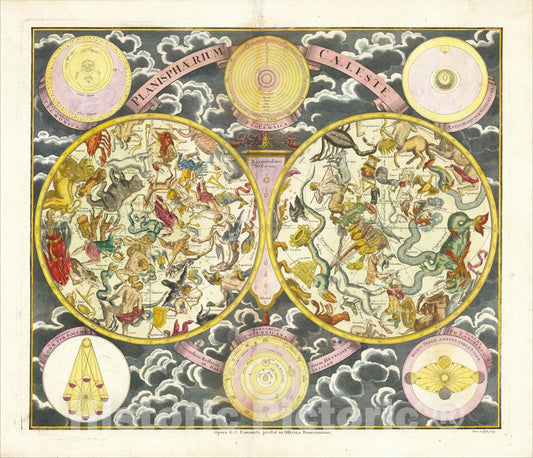 Historic Map : Planisphaerium Caeleste, c1720, Georg Christoph Eimmart, Vintage Wall Art