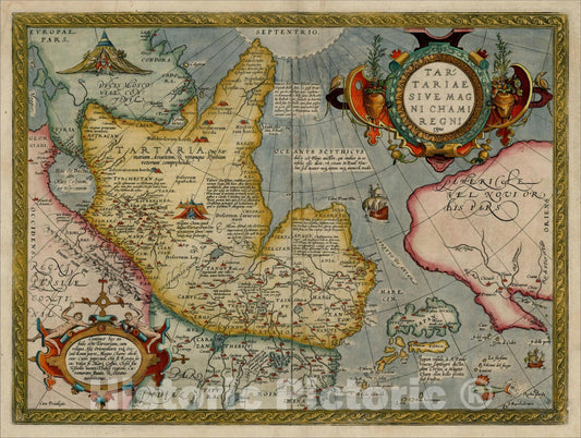 Historic Map : Tartariae Sive Magni Chami Regni typus, 1573, Abraham Ortelius, v2, Vintage Wall Art