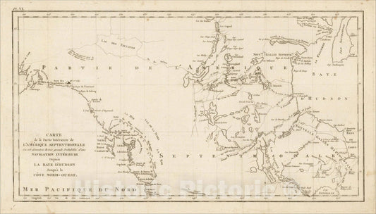 Historic Map : Carte de la Partie Interieure de L'Amerique Septentrionale Ou est Demontree, c1794, John Meares, Vintage Wall Art