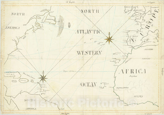Historic Map : [ Atlantic Ocean, Triangular Trade, Negroland ], c1810, Anonymous, Vintage Wall Art
