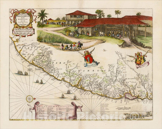 Historic Map : Praefecturae Paranambucae Pars Borealis una cum Praefectura de Itamaraca, 1662, , Vintage Wall Art