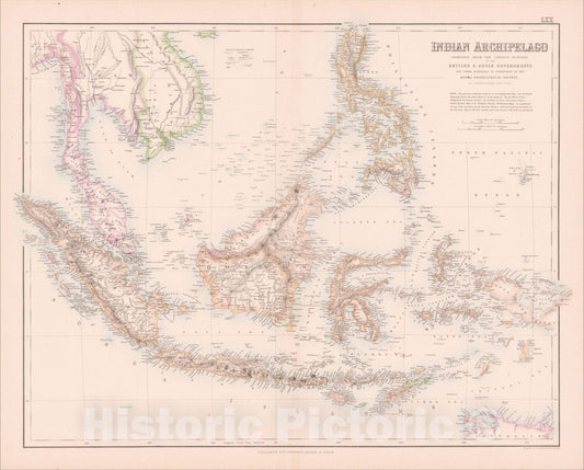 Historic Map : Indian Archipelago Compiled From the Various Surveys of the British & Dutch Governments, 1860, Archibald Fullarton & Co., Vintage Wall Art