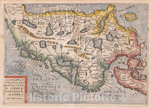 Historic Map : Septentrionalium Regionum Suetiae Gothiae Norvegia Daniae, 1593, Janus Bussemacher, Vintage Wall Art