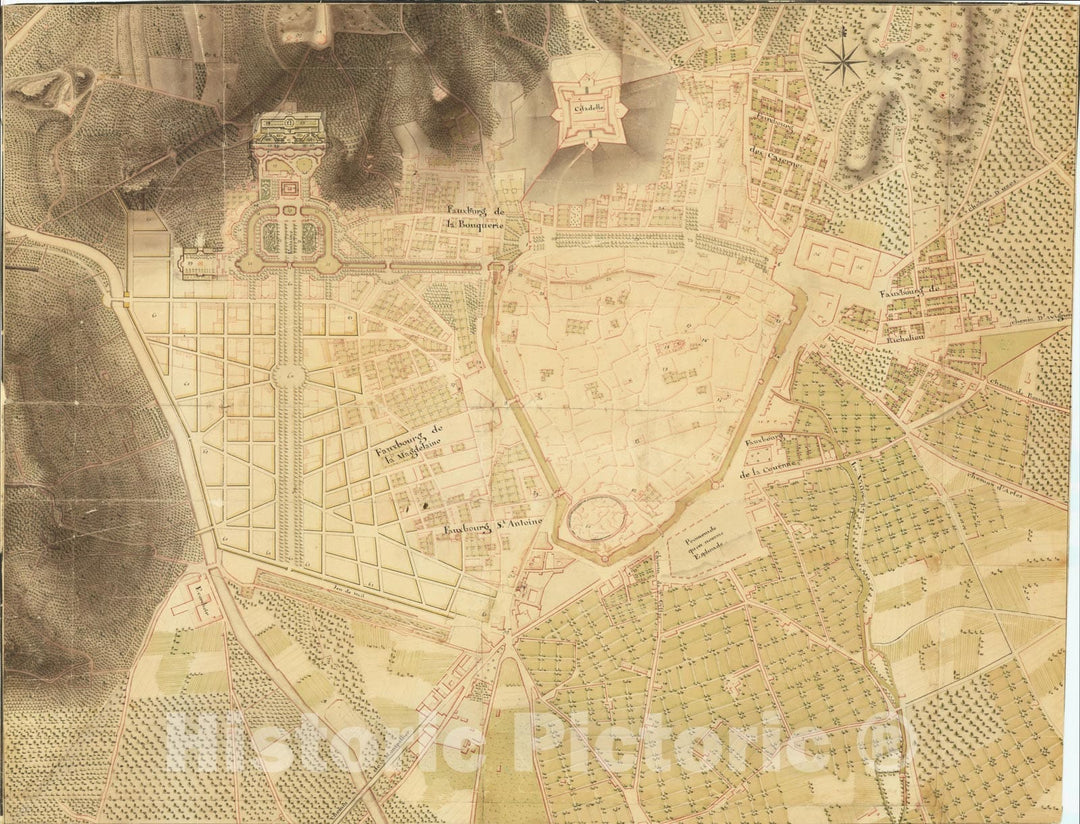 Historic Map : [Nimes, France], c1749, Anonymous, Vintage Wall Art