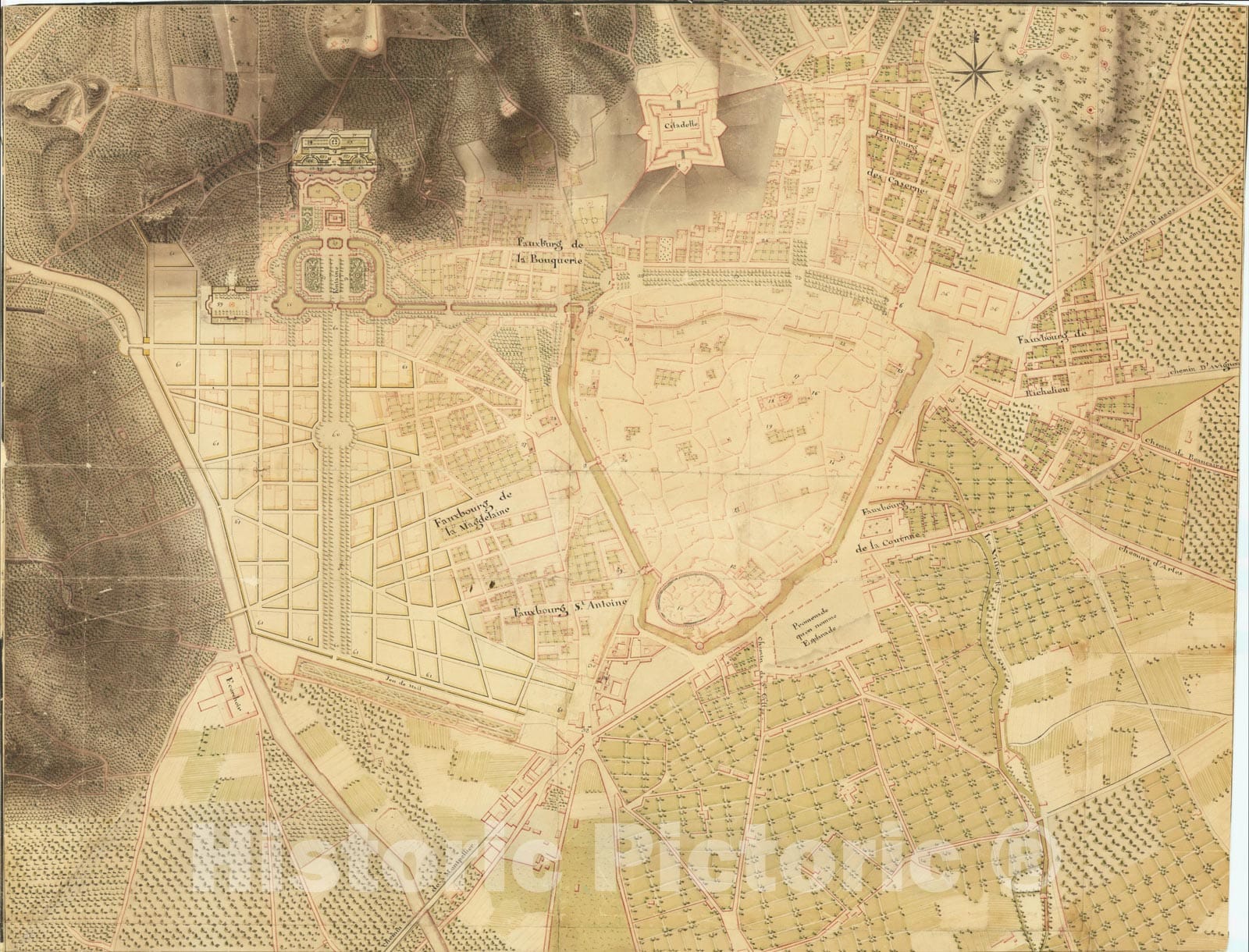 Historic Map : [Nimes, France], c1749, Anonymous, Vintage Wall Art