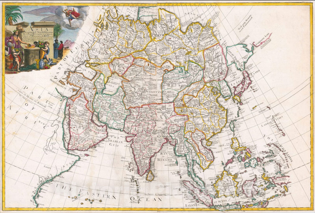 Historic Map : Asia According to ye Newest Observations, c1714, Charles Price, Vintage Wall Art