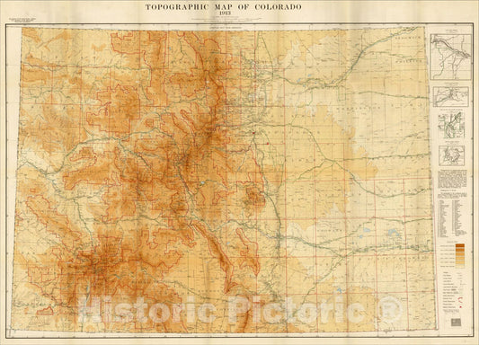 Historic Map : Topographic Map of Colorado 1913, 1913, Colorado State Geological Survey, Vintage Wall Art