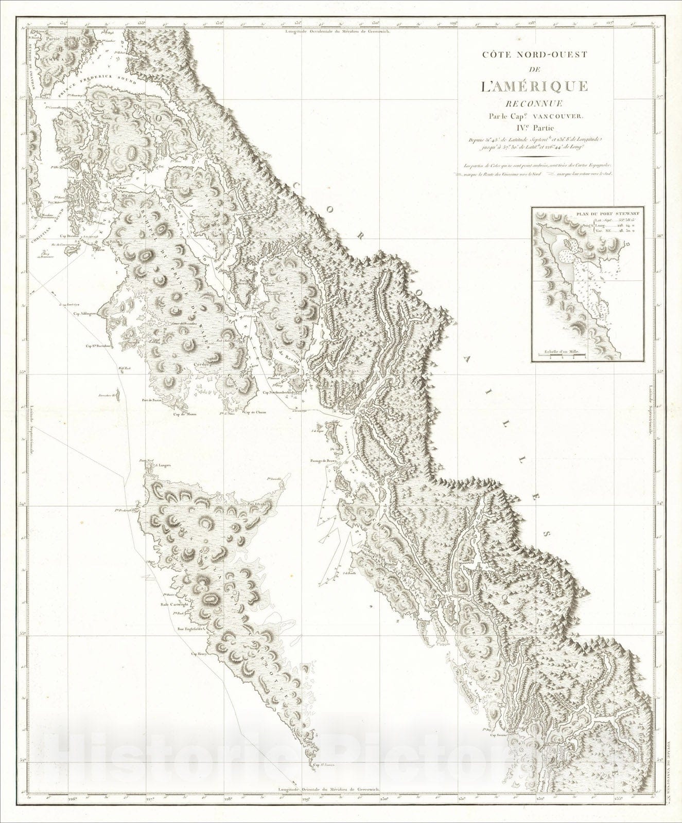 Historic Map : Prince Frederick Sound, Ketchickan, Queen Charlotte's Island & Stitka, 1799, Capt. George Vancouver, Vintage Wall Art