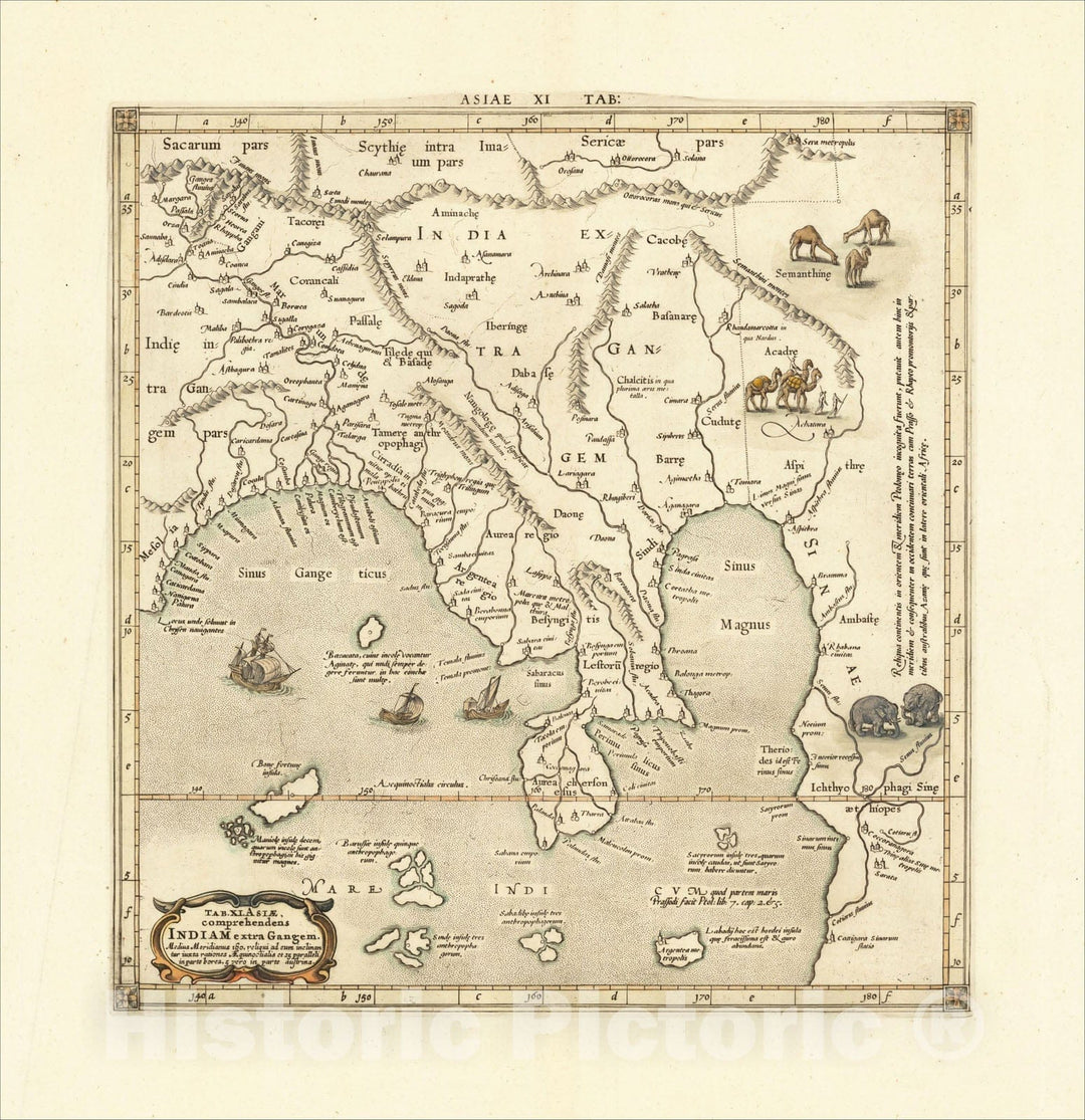 Historic Map : Tab. XI Asiae, comprehendens Indiam extra Gangem, 1578, Gerard Mercator, Vintage Wall Art