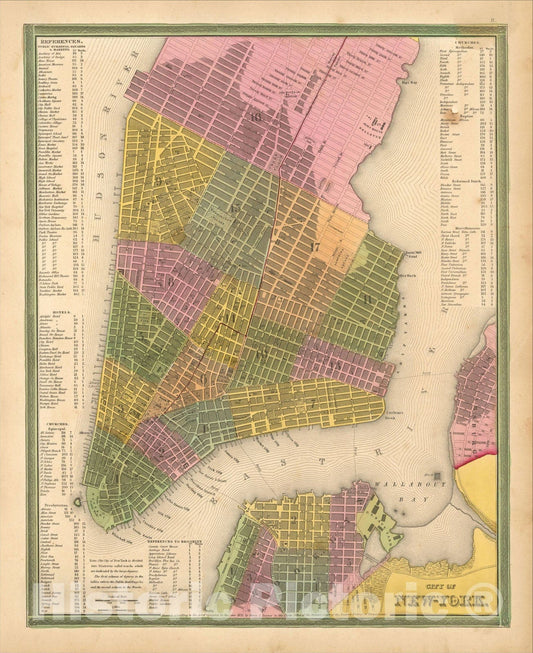 Historic Map : City of New-York, 1846, Samuel Augustus Mitchell, Vintage Wall Art