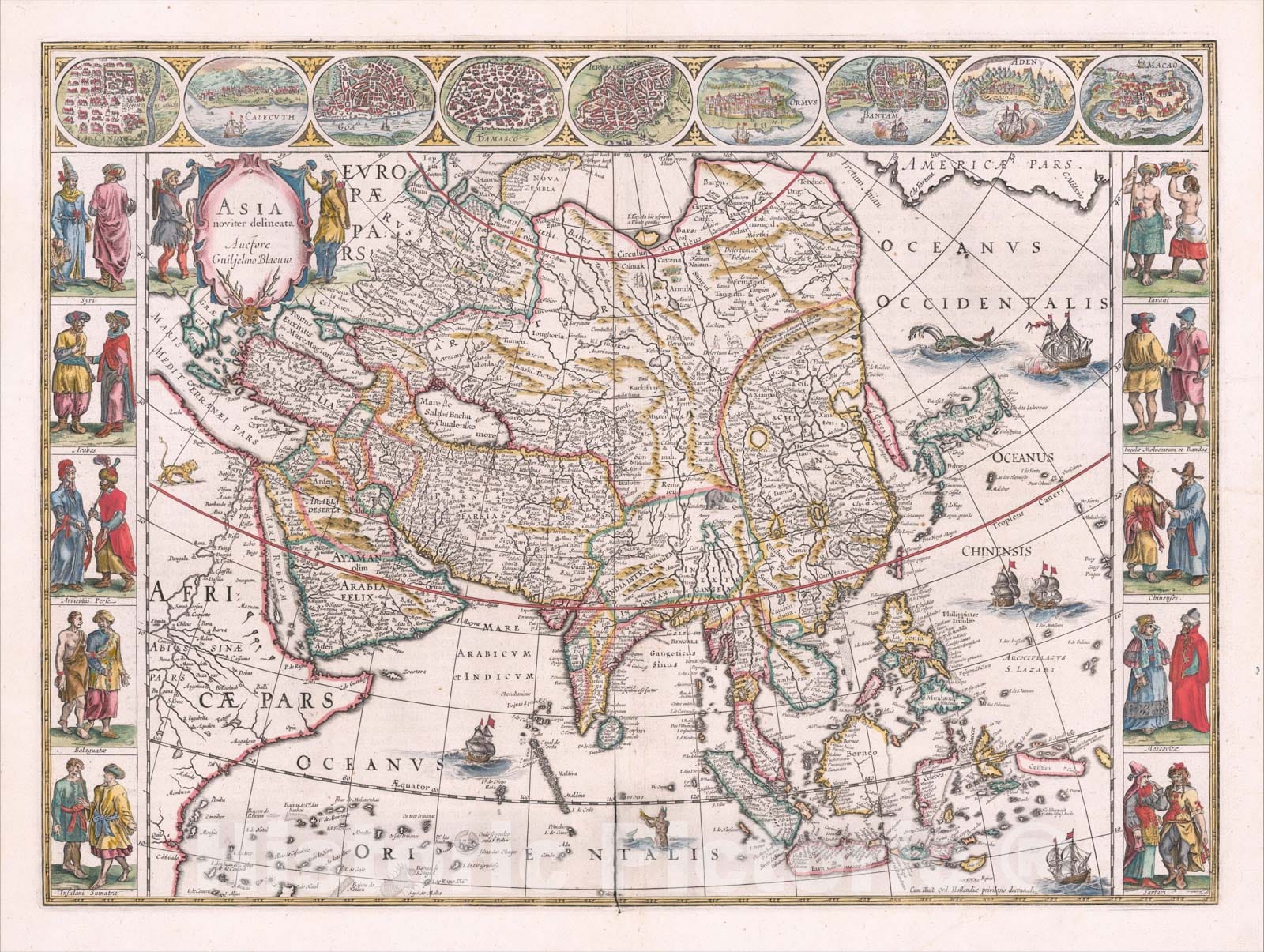 Historic Map : Asia Noviter Delineata, c1660, Willem Janszoon Blaeu, Vintage Wall Art