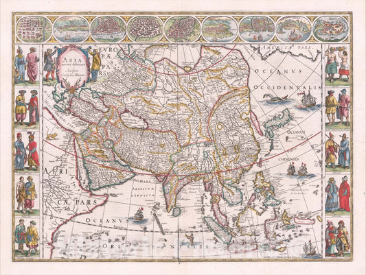 Historic Map : Asia Noviter Delineata, c1660, Willem Janszoon Blaeu, Vintage Wall Art