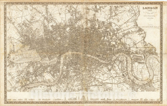Historic Map : London 1845, 1845, Joseph Meyer, Vintage Wall Art