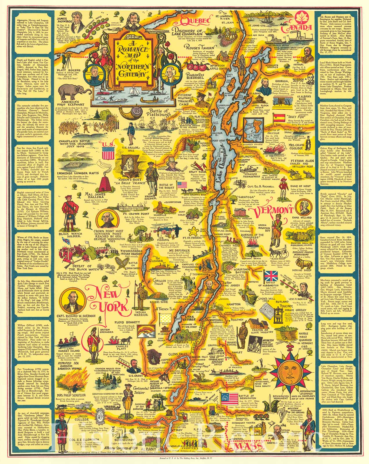 Northern Gateway - Lake Champlain Regional Map, 1934 | Historical Map Print
