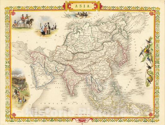 Historic Map : Asia, 1851, John Tallis, v1, Vintage Wall Art