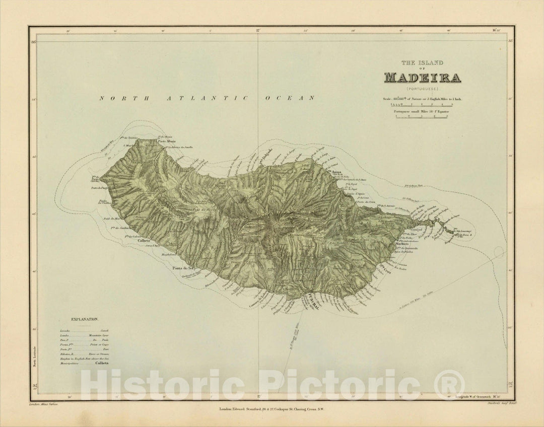 Historic Map : The Island of Madeira (Portugese), 1896, Edward Stanford, Vintage Wall Art