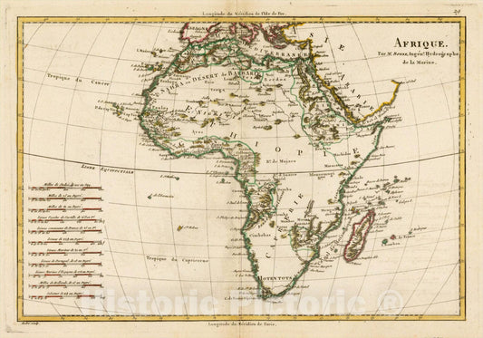 Historic Map : Afrique, 1787, Rigobert Bonne, Vintage Wall Art