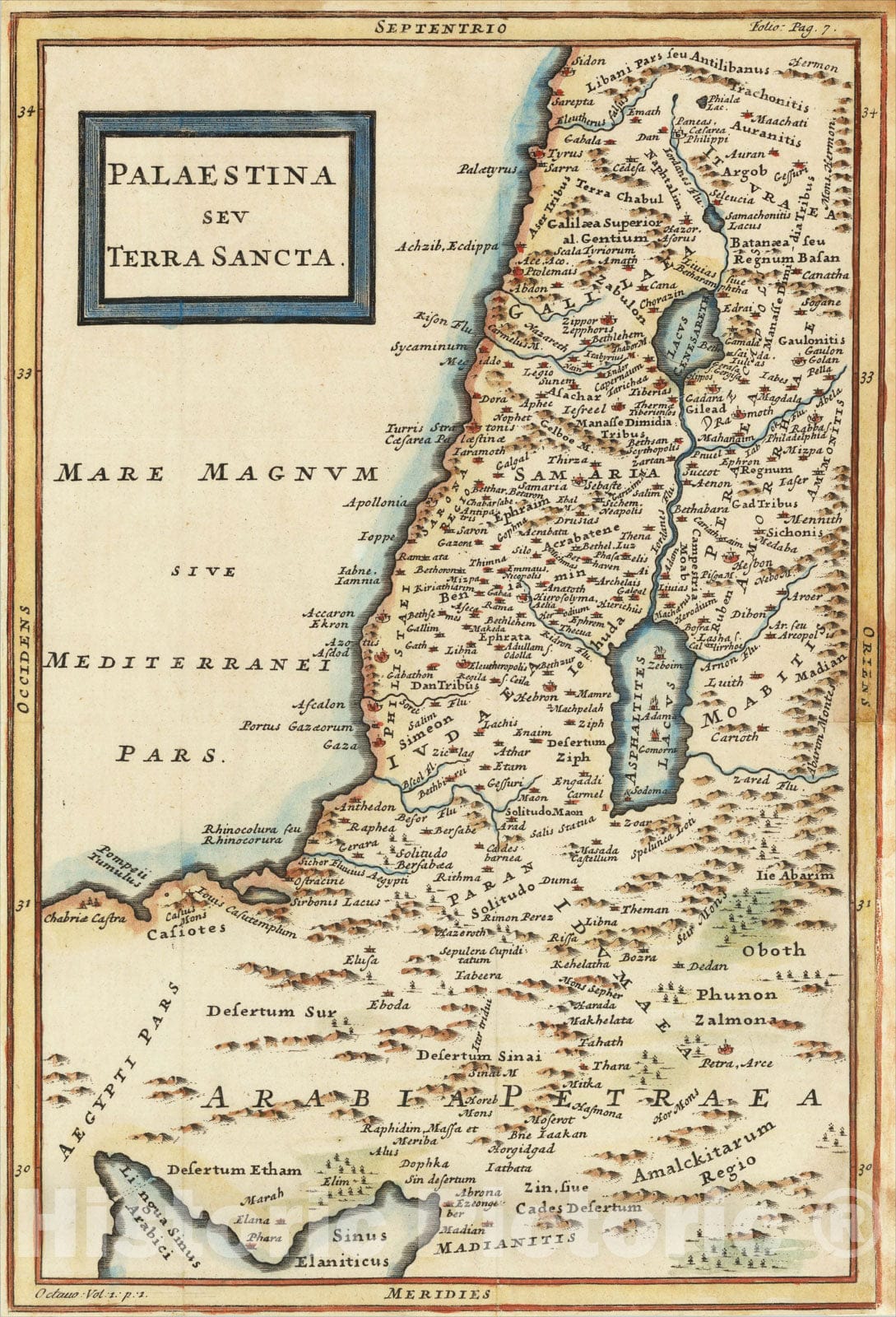 Historic Map : Palaestina seu Terra Sancta, 1780, Christoph Cellarius, Vintage Wall Art