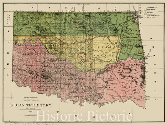 Indian Territory - Tribal Nations Map, 1883 | Historical Map Reproduction
