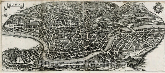 Historic Map : Roma, 1641, Matthaeus Merian, Vintage Wall Art