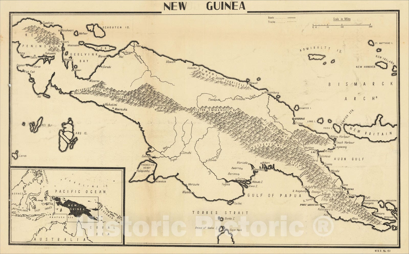 Historic Map : New Guinea, 1943, C. P. D., Vintage Wall Art
