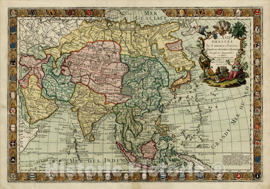 Historic Map : L'Asie Dressee Sur de nouveaux Memoires, 1766, 1766, Louis Charles Desnos, Vintage Wall Art