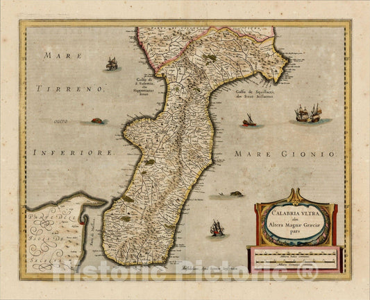 Historic Map : Calabria Ultra olim Altera Magnae Graeciae pars, c1630, , Vintage Wall Art