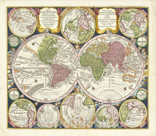 Historic Map : Diversi Globi Terr-Aquei Statione Variante Et Visu Intercedente Per Coluros Tropicorum, 1730, Matthaus Seutter, Vintage Wall Art