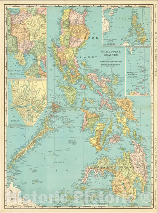 Historic Map : Philippine Islands, 1904, Rand McNally & Company, Vintage Wall Art