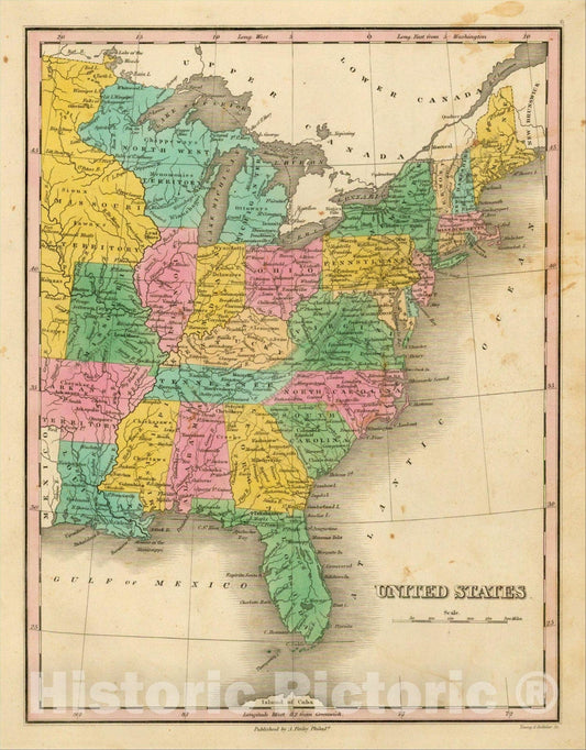 Historic Map : United States, 1826, Anthony Finley, Vintage Wall Art
