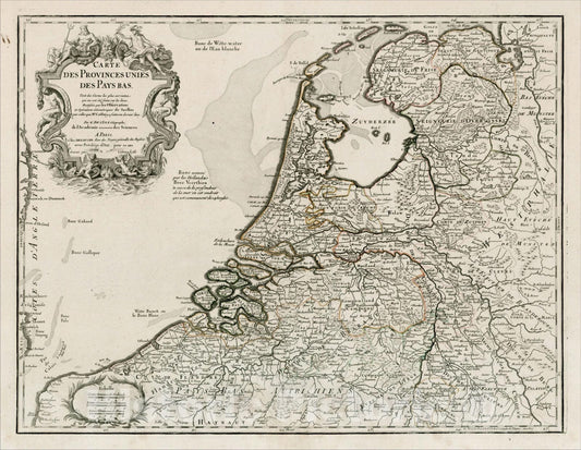 Historic Map : Carte des Provinces Unies Des Pays Bas, 1780, Jean-Claude Dezauche, Vintage Wall Art