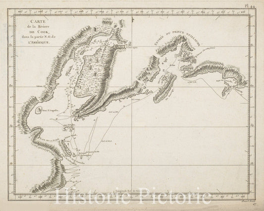 Map of Cook's River, NW America 1785 - Historical Map Reproduction
