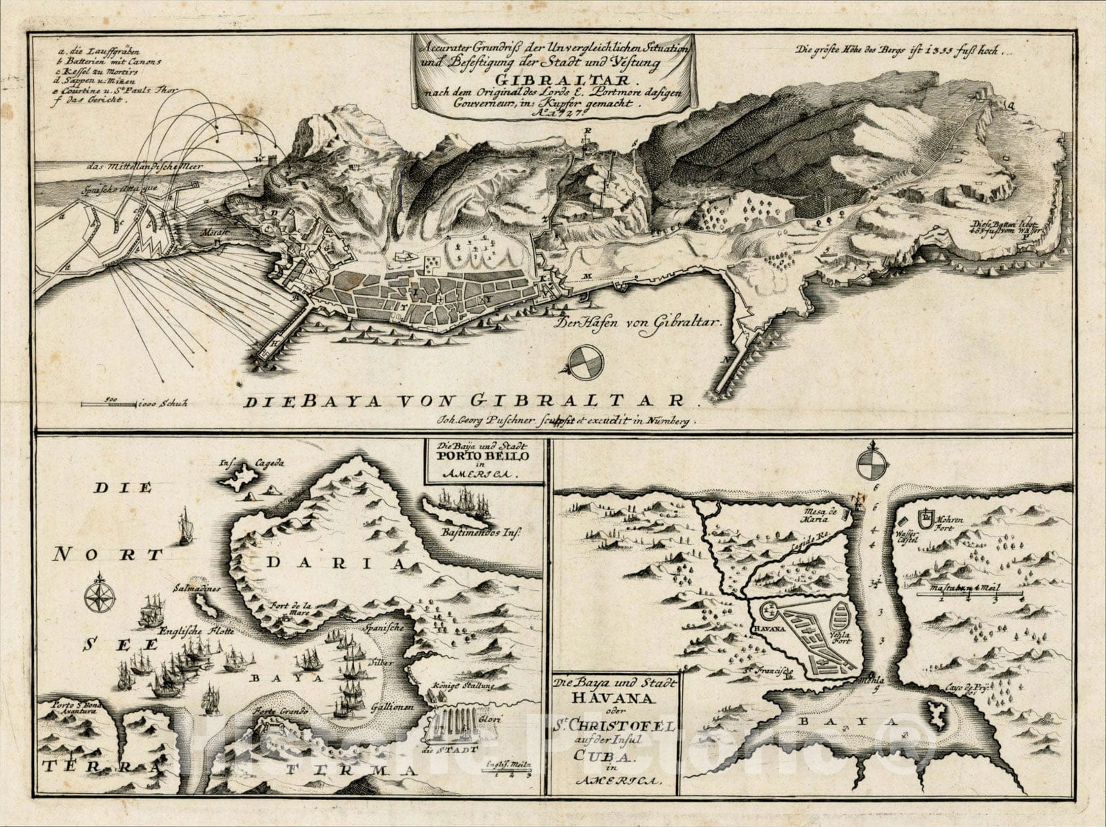 Historic Map : Accurater Grundriss der Unvergleichlichen Situation und Befestigung, 1727, , Vintage Wall Art