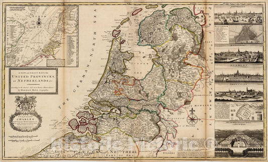 Historic Map : A New and Exact Map of the United Provinces, or Netherlands, andc, 1720, , Vintage Wall Art