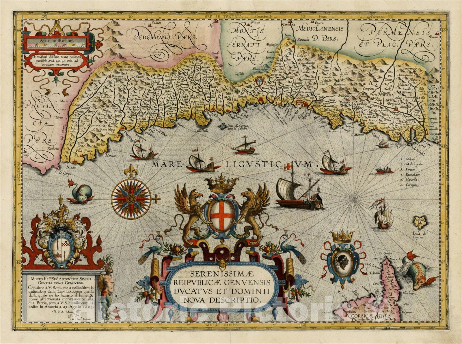 Historic Map : Serenissimae Reipublicae Genuensis Ducatus Et Dominii Nova Descriptio, 1608, , Vintage Wall Art