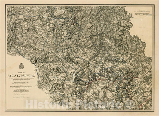 Historic Map : (Set of 5 Atlanta Campaign Maps) Map(s) Illustrating the Military Operations of the Atlanta Campaign. 1864., 1874, United States War Dept., Vintage Wall Art