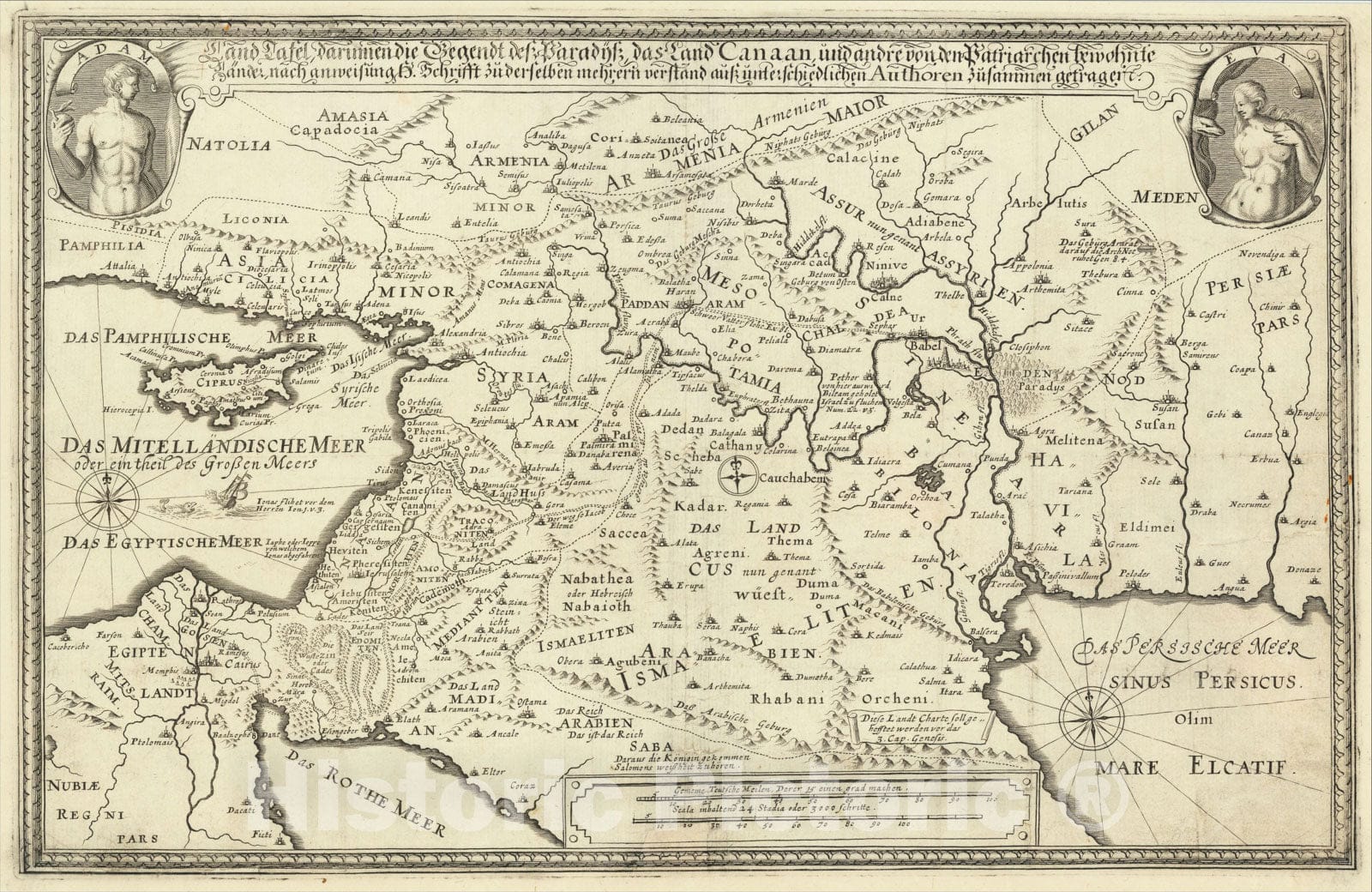 Historic Map : Land Tafel, darinnen die Gegendt des Parady, 1664, Balthasar Christoph Wust, Vintage Wall Art