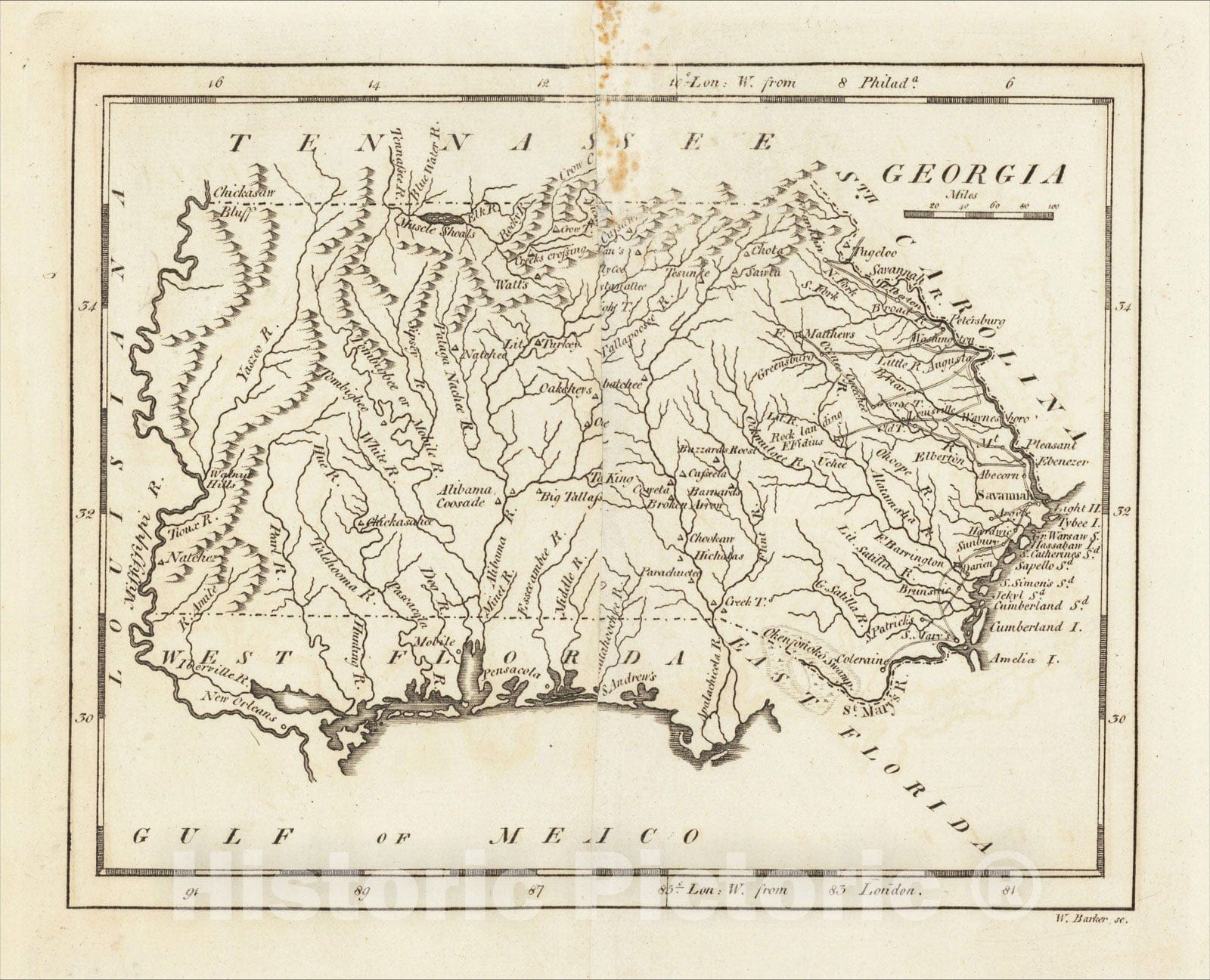 Historic Map : Georgia, 1805, Mathew Carey, Vintage Wall Art