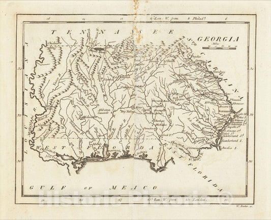 Historic Map : Georgia, 1805, Mathew Carey, Vintage Wall Art