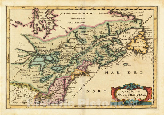 Historic Map : Canada, sive Nova Francia andc., 1679, Nicolas Sanson, Vintage Wall Art