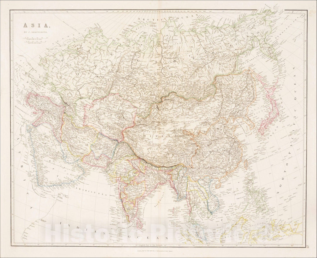 Historic Map : Asia, 1840, John Arrowsmith, Vintage Wall Art