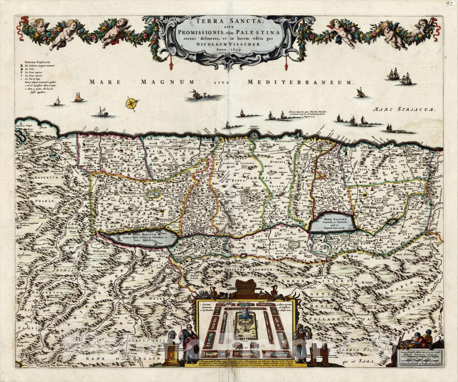 Historic Map : Terra Sancta, sive Promissionis, olim Palestina recens delineata, c1688, , Vintage Wall Art