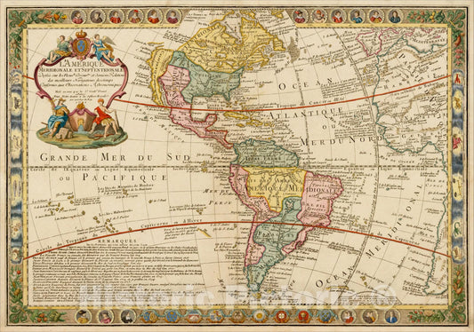 Historic Map : L'Amerique Meridionale et Septentrionale Dressee sure les Nouv.les Decov.tes et derniers Relations des meilleurs Navigateurs, 1731, 1731, Vintage Wall Art