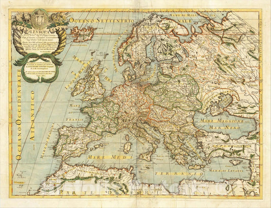 Historic Map : L'Europa, 1677, 1677, Giacomo Giovanni Rossi, Vintage Wall Art