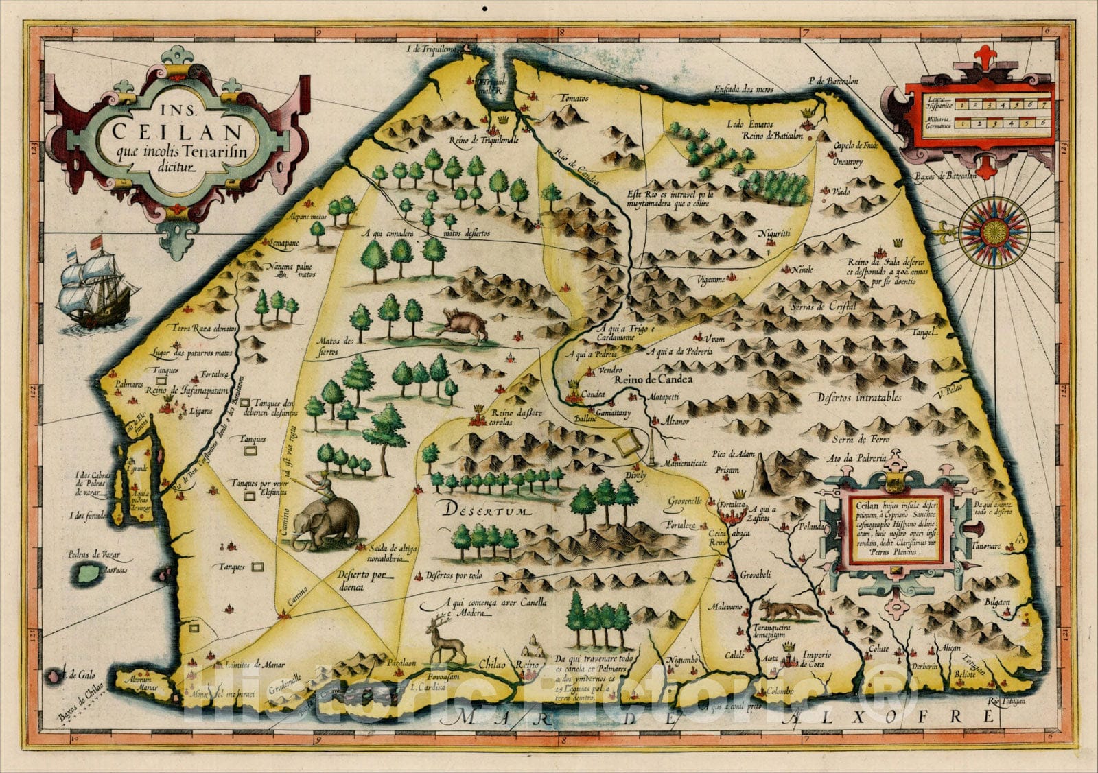Historic Map : Ins. Ceilan quae incolis Tenarisin dictur, c1609, , Vintage Wall Art